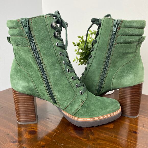 Naturalizer Callie Suede Leather Lace Up Ankle Boot Spruce Green Size 9 - Picture 9 of 11